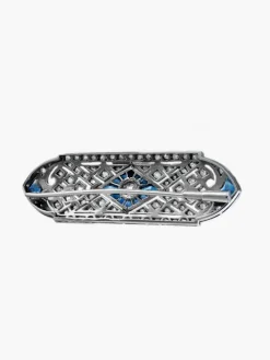 Broche Art Déco en Or, Platine et Diamants