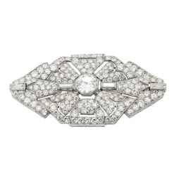 Broche Art Déco Or blanc, Platine Diamant