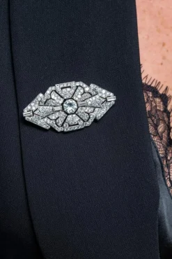 Broche Art Déco Or blanc, Platine Diamant