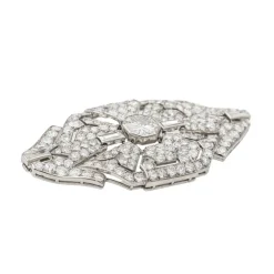 Broche Art Déco Or blanc, Platine Diamant