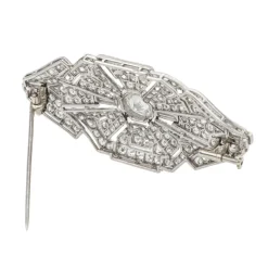 Broche Art Déco Or blanc, Platine Diamant
