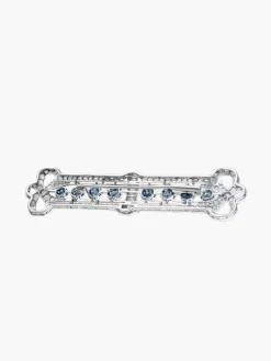 Broche Art Déco Or Blanc, Saphir et Diamants