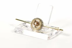 Broche Art Déco or jaune, cristal anglais et diamants