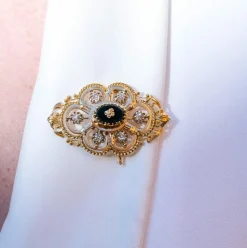 Broche Art déco Or jaune Onyx