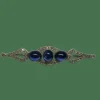 Broche Art Déco or, platine, cabochons saphirs
