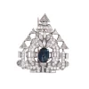 Broche Art Déco, Platine, Diamants & Saphir