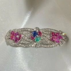 Broche art déco platine diamants tutti frutti