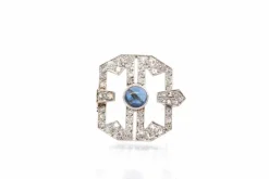 Broche Art Déco Platine Saphir Diamants
