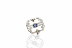 Broche Art Déco Platine Saphir Diamants