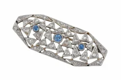 BROCHE ART DECO DIAMANTS & SAPHIRS