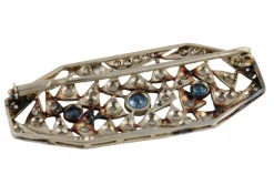 BROCHE ART DECO DIAMANTS & SAPHIRS
