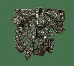 BROCHE ART DECO PLATINE OR DIAMANTS