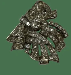 BROCHE ART DECO PLATINE OR DIAMANTS