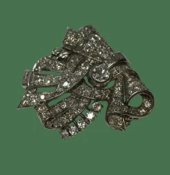 BROCHE ART DECO PLATINE OR DIAMANTS