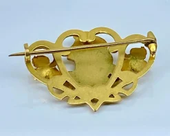 Broche Art Nouveau en or jaune 18 carats et diamants