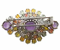 Broche avec améthystes et saphirs fantaisie
