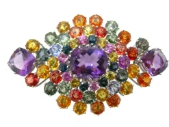 Broche avec améthystes et saphirs fantaisie
