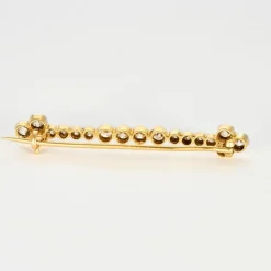 Broche Barette Ancienne Or Deux Tons Diamants