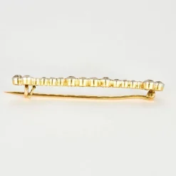 Broche Barette Ancienne Or Deux Tons Diamants