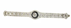 Broche barre Art Déco diamant et onyx