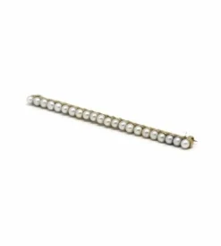Broche barrette - Or jaune et perles
