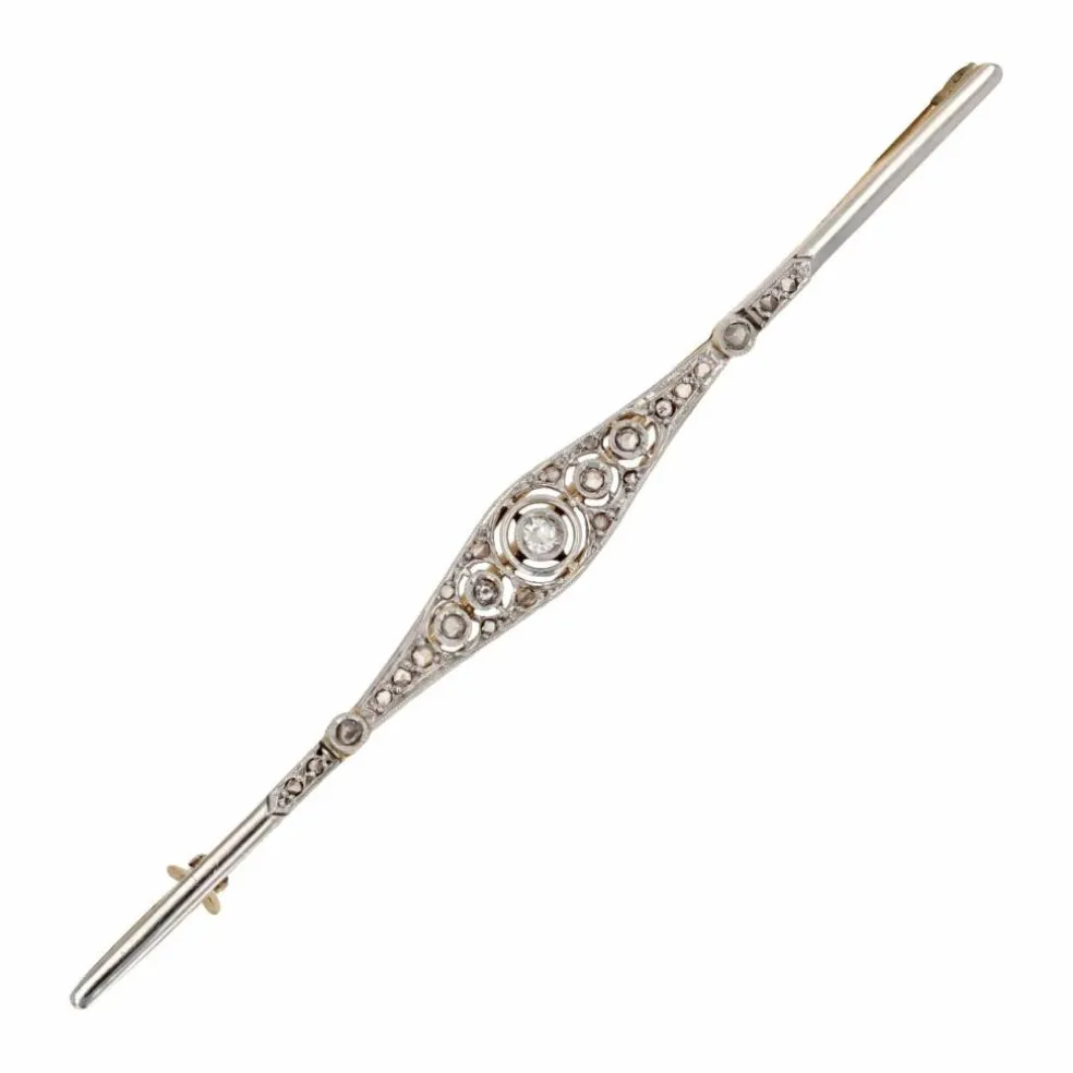 Broche barrette ancienne diamants