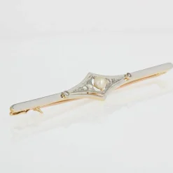 Broche barrette ancienne perle fine diamants
