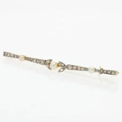 Broche barrette ancienne perles fines boutons et diamants