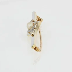 Broche barrette ancienne perle fine diamants