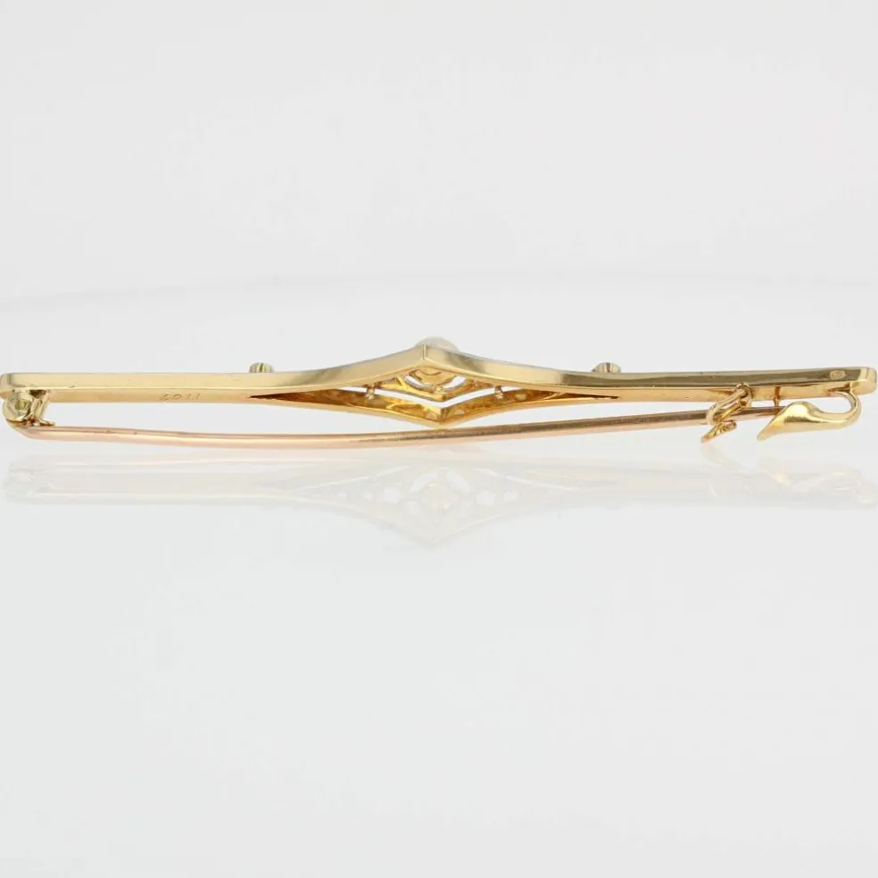 Broche barrette ancienne perle fine diamants