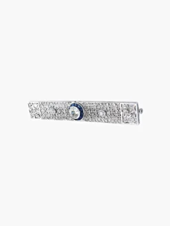 Broche Barrette Art Déco Diamants Saphirs