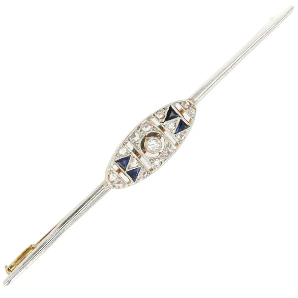 Broche barrette art déco saphirs diamants