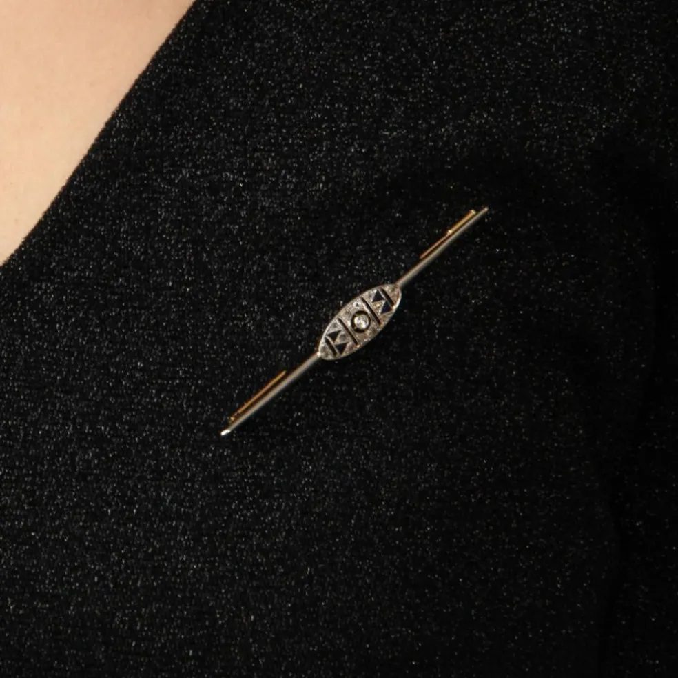 Broche barrette art déco saphirs diamants