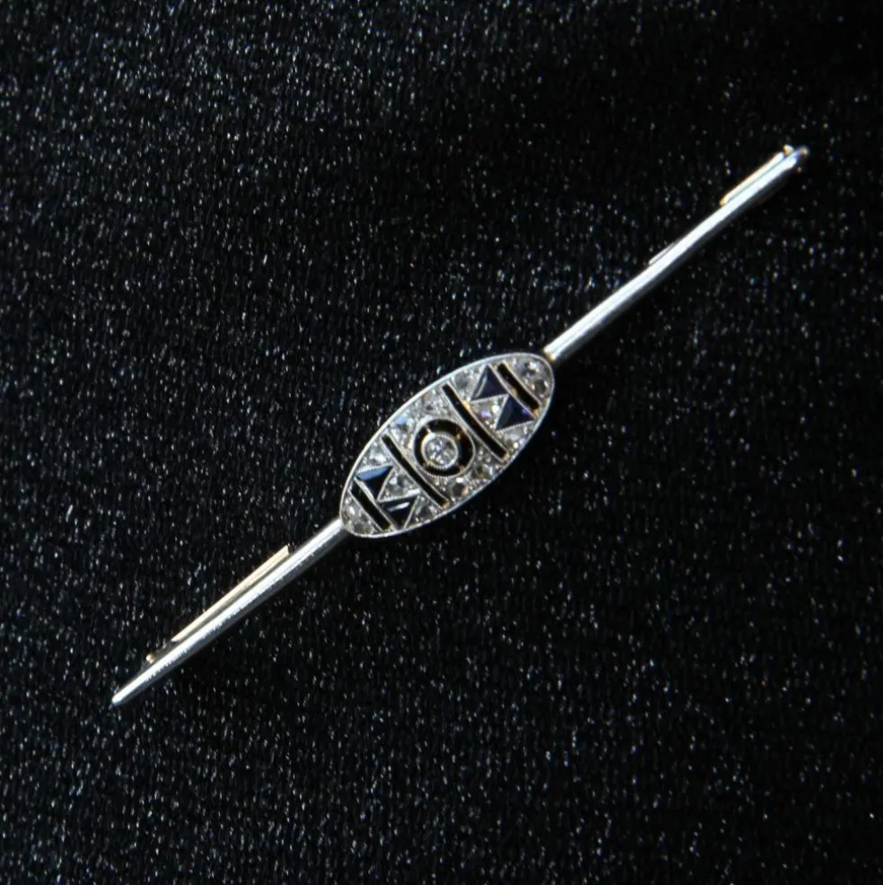 Broche barrette art déco saphirs diamants