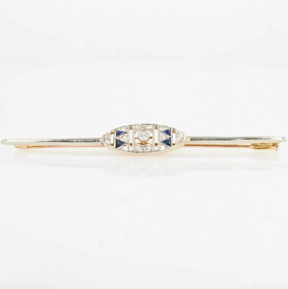 Broche barrette art déco saphirs diamants