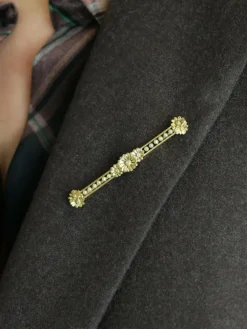 Broche barrette Art Nouveau or jaune perles fines