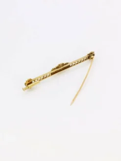 Broche barrette Art Nouveau or jaune perles fines