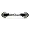 Broche barrette Art-Déco en platine, diamants et onyx.