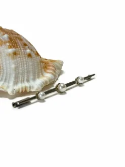 Broche barrette en Or gris et Perles