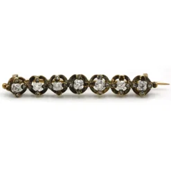 Broche barrette fin XIXe or jaune diamants