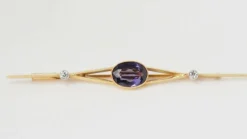 Broche barrette Or Améthyste Diamants