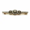 Broche barrette or jaune et argent diamants