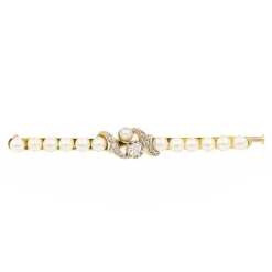 Broche Barrette Or jaune, Platine Diamant, Perle