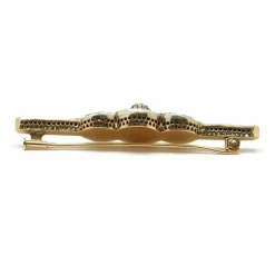 Broche barrette or jaune et argent diamants