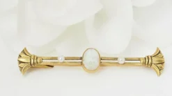 Broche barrette Or Opale et Perles