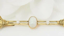 Broche barrette Or Opale et Perles