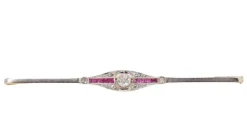 Broche barrette Or Rubis et Diamants
