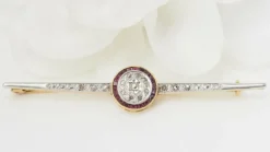 Broche barrette Or Rubis Diamants