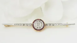 Broche barrette Or Rubis Diamants