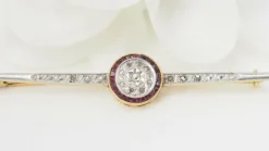 Broche barrette Or Rubis Diamants